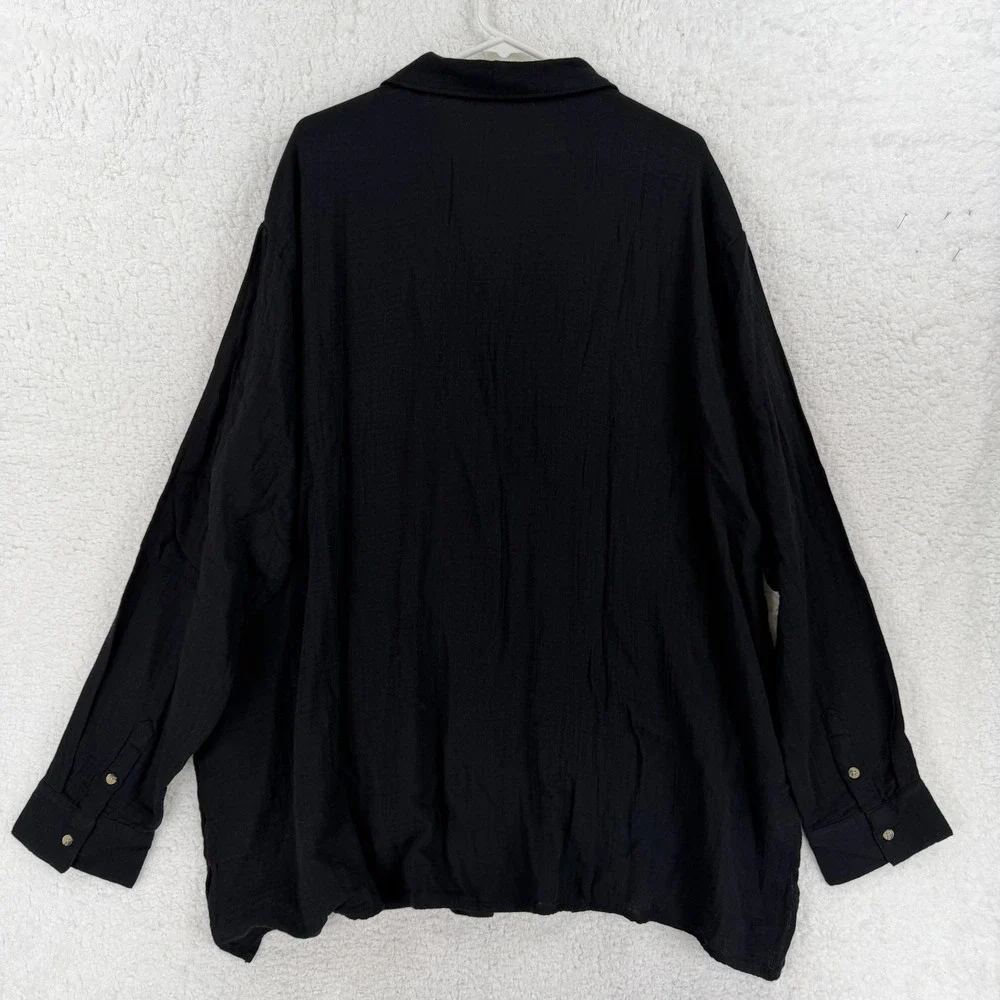 Old Navy Shirt Mens XXL‎ Tall Black Solid Long Sleeve Button Front Casual NWT